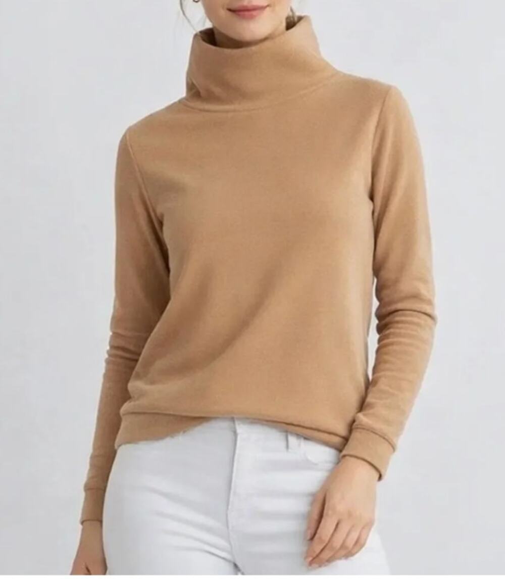 Dudley Stephens Park Slope Long Sleeve Funnel Neck Pullover Sweater Beige XXL